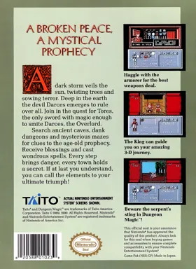 Dungeon Magic - Sword of the Elements (USA) box cover back